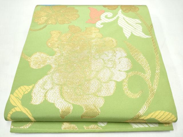 平和屋着物●桝屋高尾 六通柄 本袋帯 花唐草文 金糸 正絹 逸品 CABK5642hy
