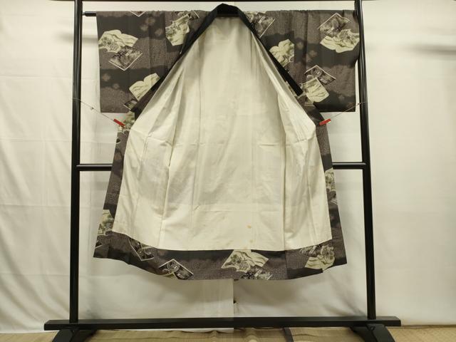 平和屋着物■男性 長襦袢 袷 冊子風景文 正絹 逸品 DABI3705ya