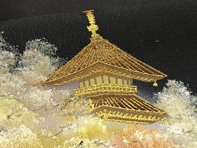 平和屋着物■豪華黒留袖 作家物 手描き 風景樹林文 金彩 正絹 逸品 BAAX9656yc