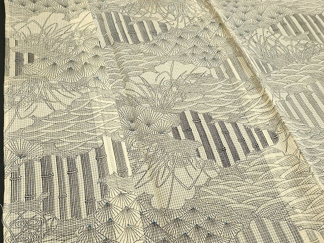 平和屋着物∴夏物 綿紅梅 浴衣 注染 手縫い 雲取り花文 綿 逸品 DABI3435cd