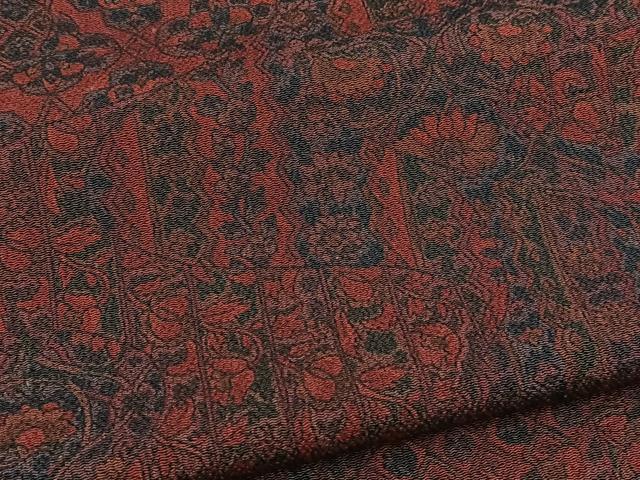 平和屋着物■上質な小紋 切嵌更紗花文 鬼しぼ縮緬 正絹 逸品 BAAX9742yc