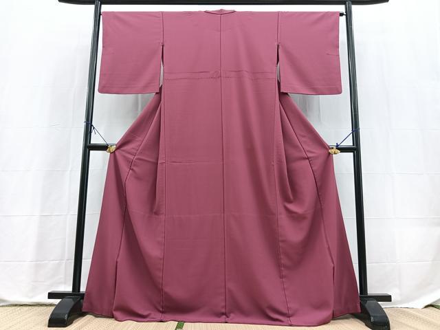 平和屋着物●色無地 胴抜き仕立て 浅蘇芳色 洗える着物 BAAX9767yc