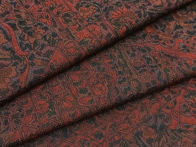 平和屋着物■上質な小紋 切嵌更紗花文 鬼しぼ縮緬 正絹 逸品 BAAX9742yc