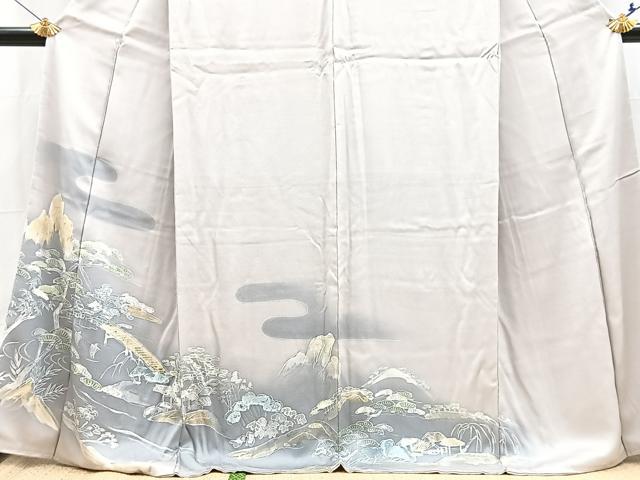 平和屋着物■訪問着 渡り橋風景文 暈し染め 正絹 逸品 BAAX9757yc