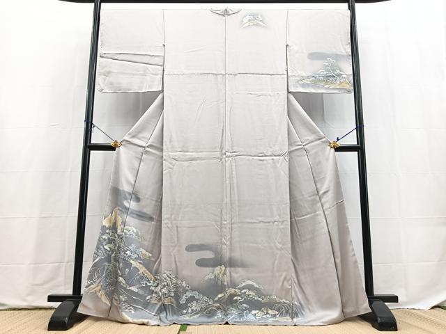 平和屋着物■訪問着 渡り橋風景文 暈し染め 正絹 逸品 BAAX9757yc
