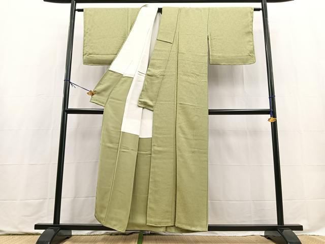 平和屋着物■上質な色無地 草花地紋 柳茶色 正絹 逸品 未使用 BAAX9758yc