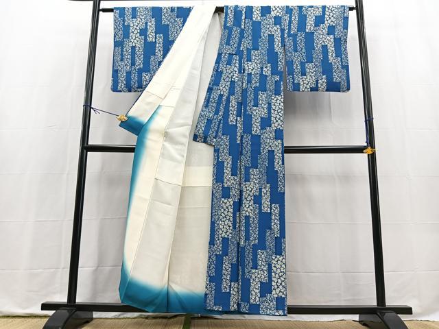 平和屋着物■上質な小紋 短冊花文 正絹 逸品 BAAX9804yc