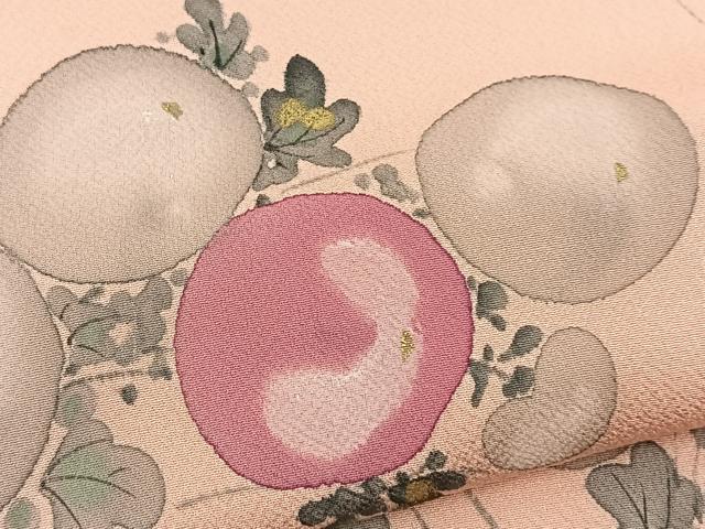 平和屋着物■染色作家 桐山紫香 手描き 訪問着 万寿菊 正絹 逸品 BAAX9821yc