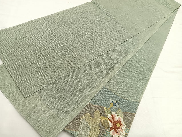 平和屋着物*夏物 太鼓柄袋帯 すくい織 草花文 金銀糸 正絹 逸品 BAAX7858hv