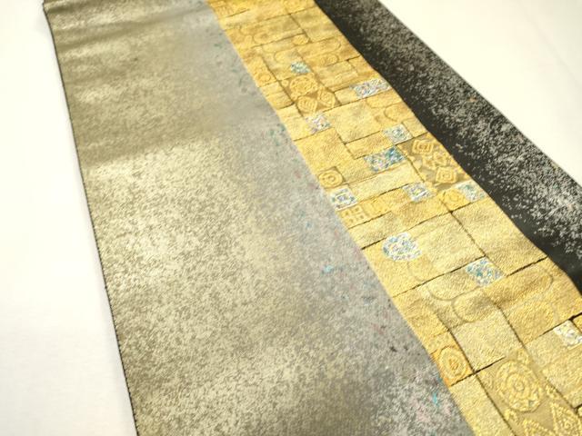 平和屋着物▼京の名門 じゅらく謹製 袋帯 螺鈿 変わり間道 ラスター箔 金銀彩 引箔 正絹 逸品 DABH7800fe