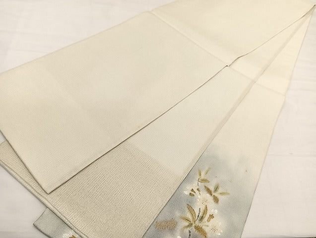平和屋着物*夏物 太鼓柄袋帯 手描き 駒刺繍 休み鳥枝桜文 金糸 正絹 逸品 BAAY4040hv