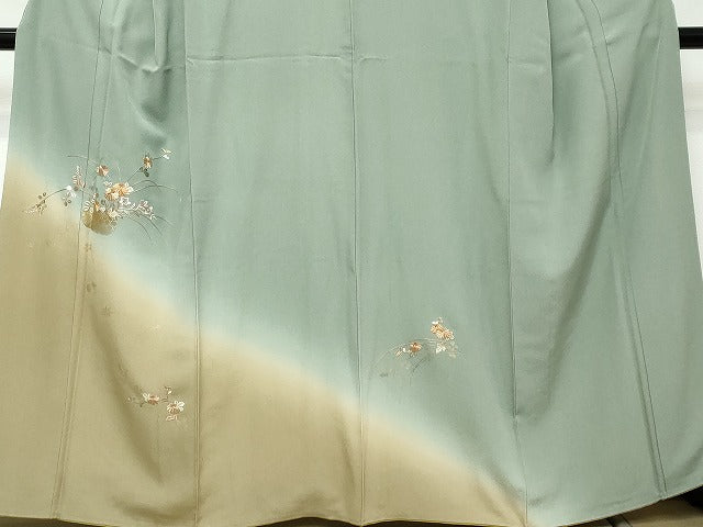 平和屋着物●訪問着 総刺繍 花籠文 暈し染め 金彩 正絹 逸品 DABI2494ud