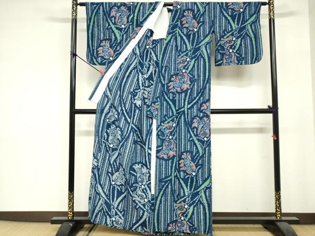 平和屋着物∴夏物 浴衣 有松鳴海絞り 草花文 綿 逸品 DABI3452cd