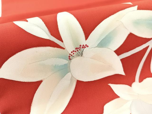 平和屋着物●塩瀬 九寸名古屋帯 手描き 枝花文 正絹 逸品 CABK4586vp