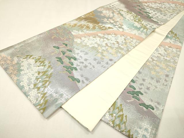 平和屋着物▼六通柄袋帯 唐織 樹林花松文 金銀糸 正絹 逸品 DABH7901fe