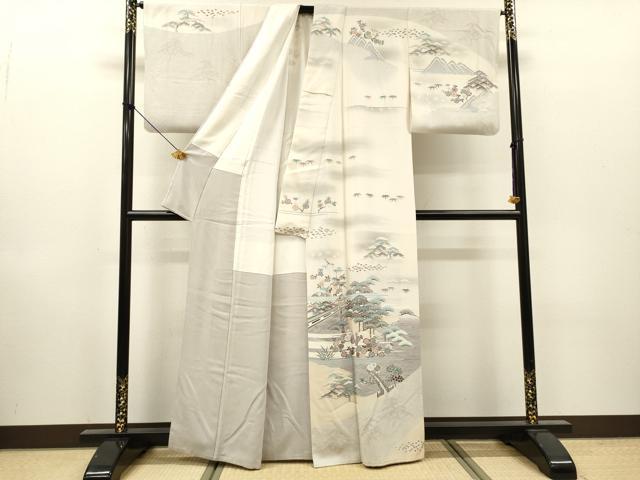 平和屋着物●訪問着 作家物 渡り橋風景文 暈し染 金彩 正絹 逸品 DABH7919fe