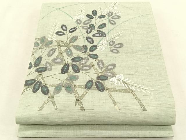 平和屋着物*夏物 九寸開き名古屋帯 作家物 手描き 籬萩文 麻 逸品 CABK1409fb