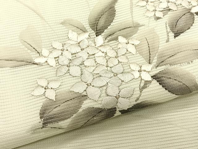 平和屋着物*夏物 九寸名古屋帯 作家物 手描き 刺繍 紫陽花 銀彩 正絹 逸品 CABK1456fb