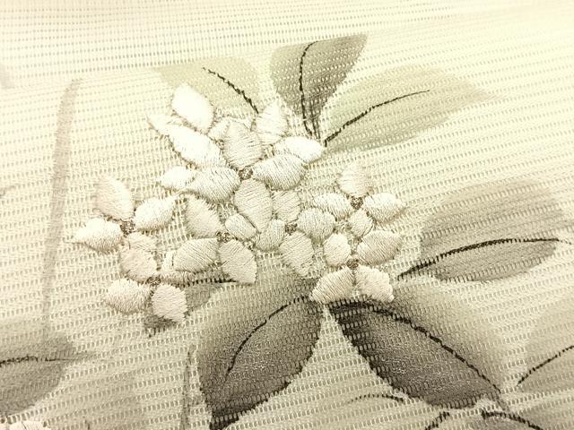 平和屋着物*夏物 九寸名古屋帯 作家物 手描き 刺繍 紫陽花 銀彩 正絹 逸品 CABK1456fb