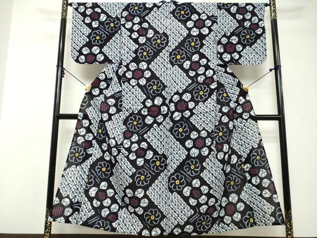 平和屋着物∴夏物 浴衣 有松鳴海絞り 幾何学花文 綿 逸品 DABI8524cd