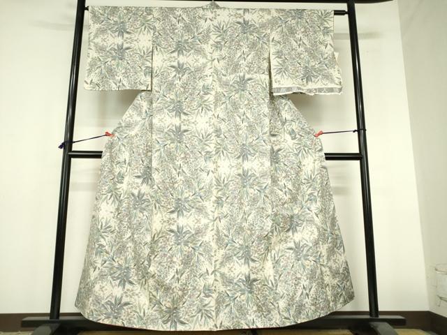 平和屋着物●本場大島紬 白大島 総絣 草花 鈴乃屋扱い 反端付き 正絹 逸品 DABI5128op
