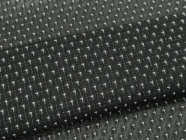 平和屋着物*夏物 お召 紗 十字絣文様 黒地 正絹 逸品 CABK0861ou