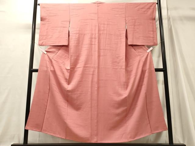 平和屋着物■上質な色無地 流水地紋 薄紅色 正絹 逸品 CABJ7108oy