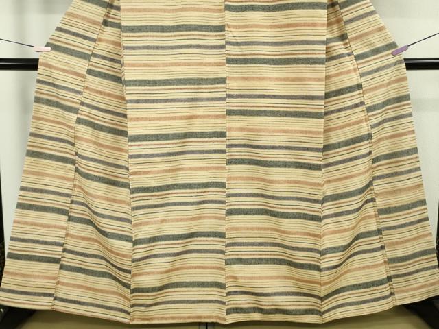 平和屋本店●極上 郡上紬 草木染 横縞 逸品 DZAB3090kh6