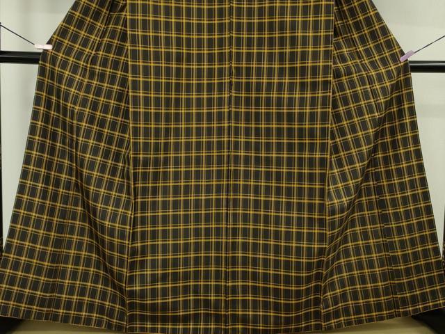 平和屋本店●極上 本場黄八丈 黒八丈 紬 まるまなこ 格子 逸品 DZAB3442kh6