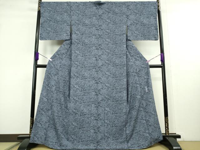 平和屋本店●極上 人間国宝 南部芳松 突彫り 江戸小紋 龍 灰青色×濃藍色 逸品 未使用 DZAB4406kh6