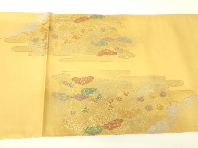 平和屋着物▼西陣 六通柄袋帯 螺鈿 名所風景文 金彩 正絹 逸品 DABH6772az