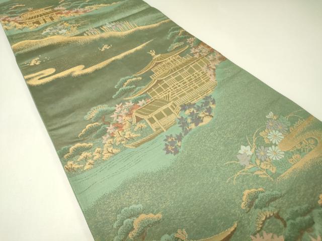 平和屋着物▼六通柄袋帯 衣笠慶苑寺 金糸 正絹 逸品 DABH6804az