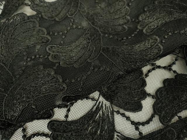 平和屋着物▽道行コート スリーシーズン 春夏秋 塵除け 総レース 草花文 黒地 DABH6855az