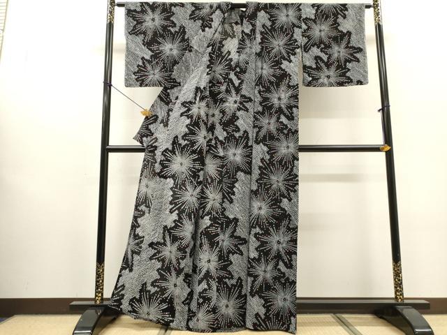 平和屋着物∴夏物 浴衣 有松鳴海絞り 花火 黒地 綿 逸品 未使用 DABI8552cd
