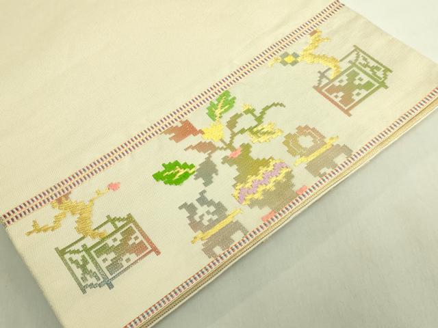 平和屋本店●最高級 龍村平蔵製 太鼓柄 本袋帯 彩華鹿島錦 金銀糸 逸品 DZAB9168kh6