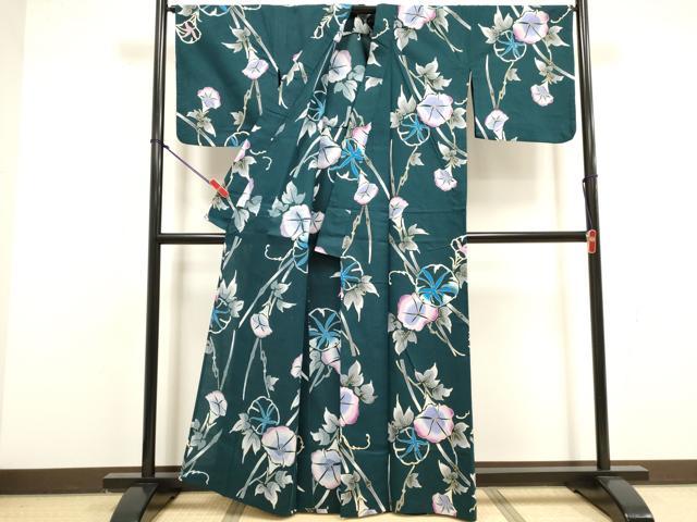 平和屋着物∴夏物 浴衣 注染 朝顔 綿 逸品 DABI8596cd