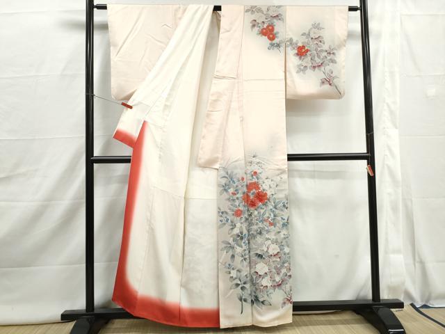 平和屋着物■訪問着 刺繍 枝花文 菊 暈し染め 正絹 逸品 DABJ0001qa