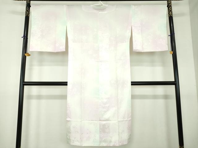 平和屋着物●上質な長襦袢 無双仕立て 枝垂れ桜 流水舞蝶文 暈し染め 正絹 逸品 未使用 DABI6104ps