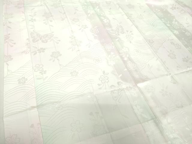 平和屋着物●上質な長襦袢 無双仕立て 枝垂れ桜 流水舞蝶文 暈し染め 正絹 逸品 未使用 DABI6104ps