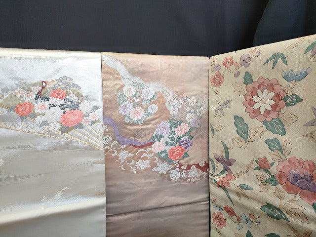 平和屋本店■名古屋帯 まとめて100点 孔雀 蝶 菊 花柄 刺繍 金銀糸 など 着用可能多数 未使用品あり 全て正絹 ppp4019