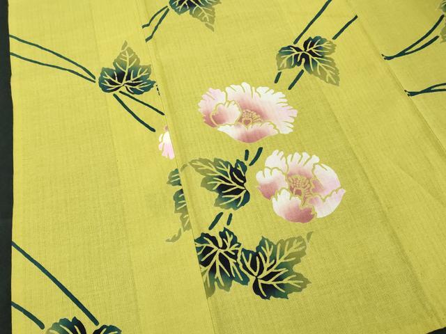 平和屋着物∴夏物 浴衣 注染 手縫い 枝花文 やまと誂製 綿 逸品 DABI8682cd