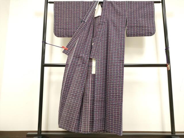 平和屋着物∴夏物 阿波しじら織 浴衣 格子 綿 逸品 DABI8703cd