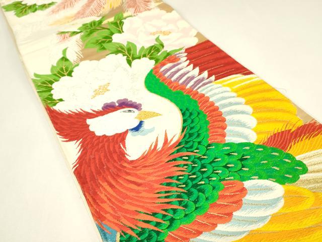 平和屋着物▼六通柄袋帯 唐織 鳳凰菊牡丹文 金銀糸 正絹 逸品 DABH6982az