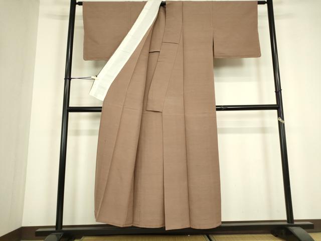 平和屋着物▽上質な紬 単衣 胡桃染色 正絹 逸品 DABJ1100az