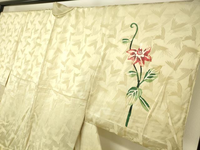 平和屋着物▽訪問着 単衣 草花文 ろうけつ染め 正絹 逸品 DABJ1087az
