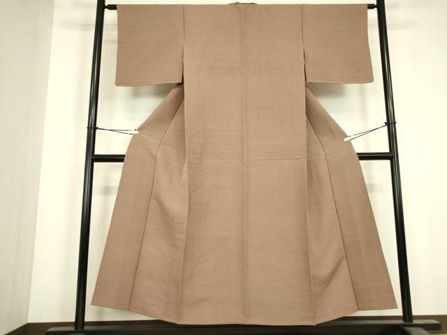 平和屋着物▽上質な紬 単衣 胡桃染色 正絹 逸品 DABJ1100az