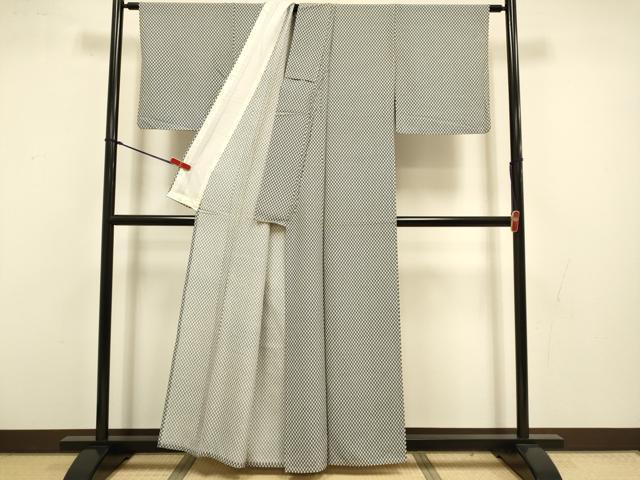 平和屋着物▽上質な小紋 単衣 矢羽文 正絹 逸品 DABI4454du