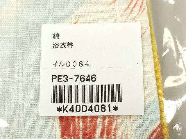 平和屋着物●両面 半幅帯 金魚 麻の葉 綿 逸品 未使用 CABK8587dy