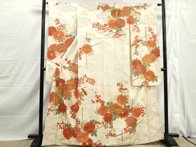 平和屋着物■豪華振袖 駒刺繍 菊尽くし文 金彩 正絹 逸品 DABJ0122qa