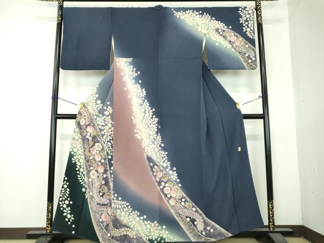 平和屋着物●十日町 名門 滝泰謹製 訪問着 絞り 辻が花 暈し染め 金彩 正絹 逸品 DABI6221ps